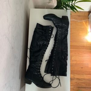 Fashion Nova Black Lace Up Boots